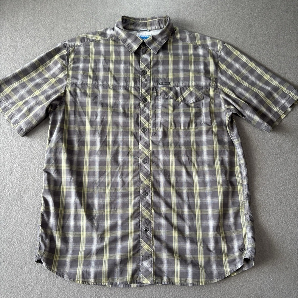 Columbia Omni-wick Fishing Shirt Mens XL Plaid Short Sleeve Outdoor Performance